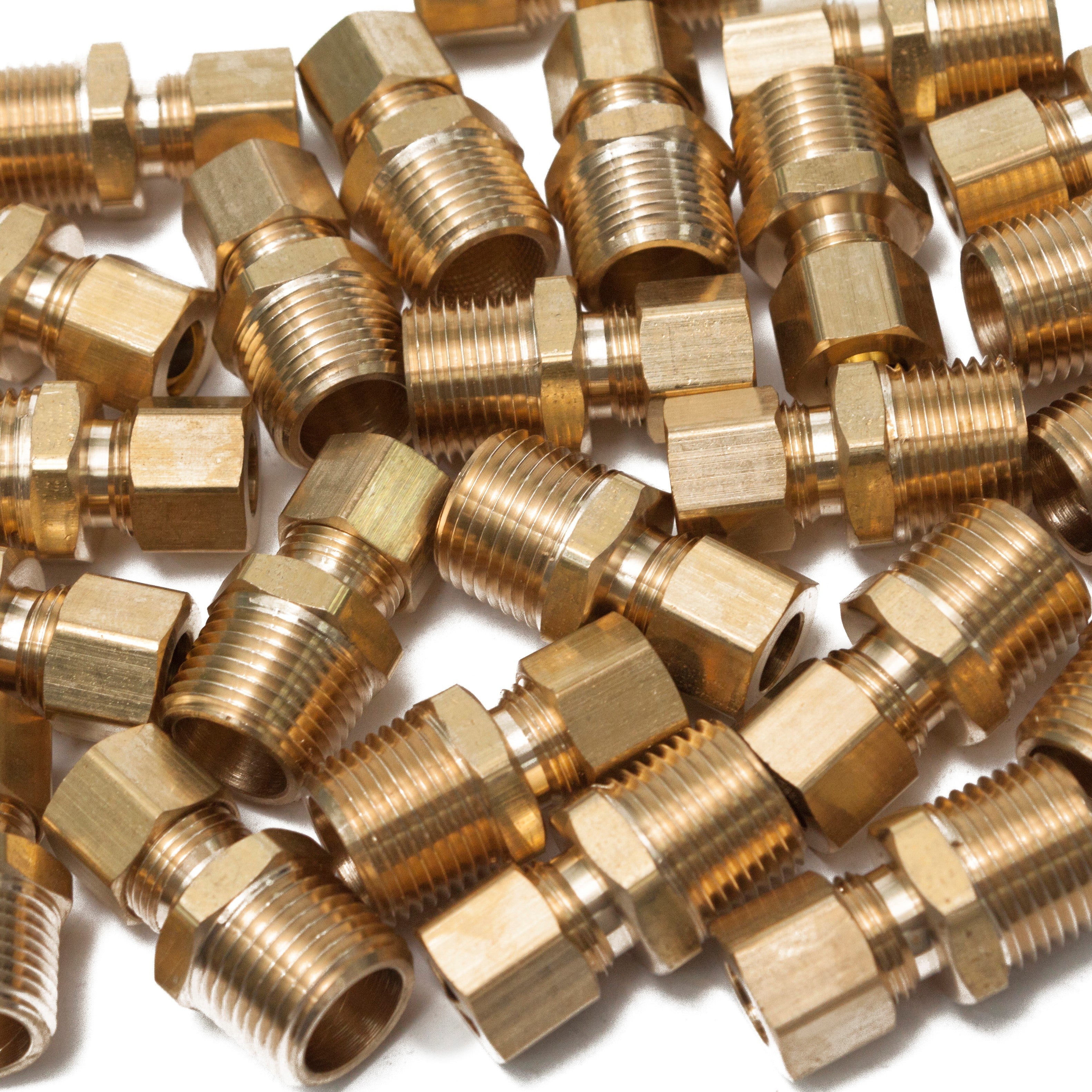LTWFITTING Brass 5/16 OD x 3/8 Male NPT Compression Connector Fitting(Pack of 200)