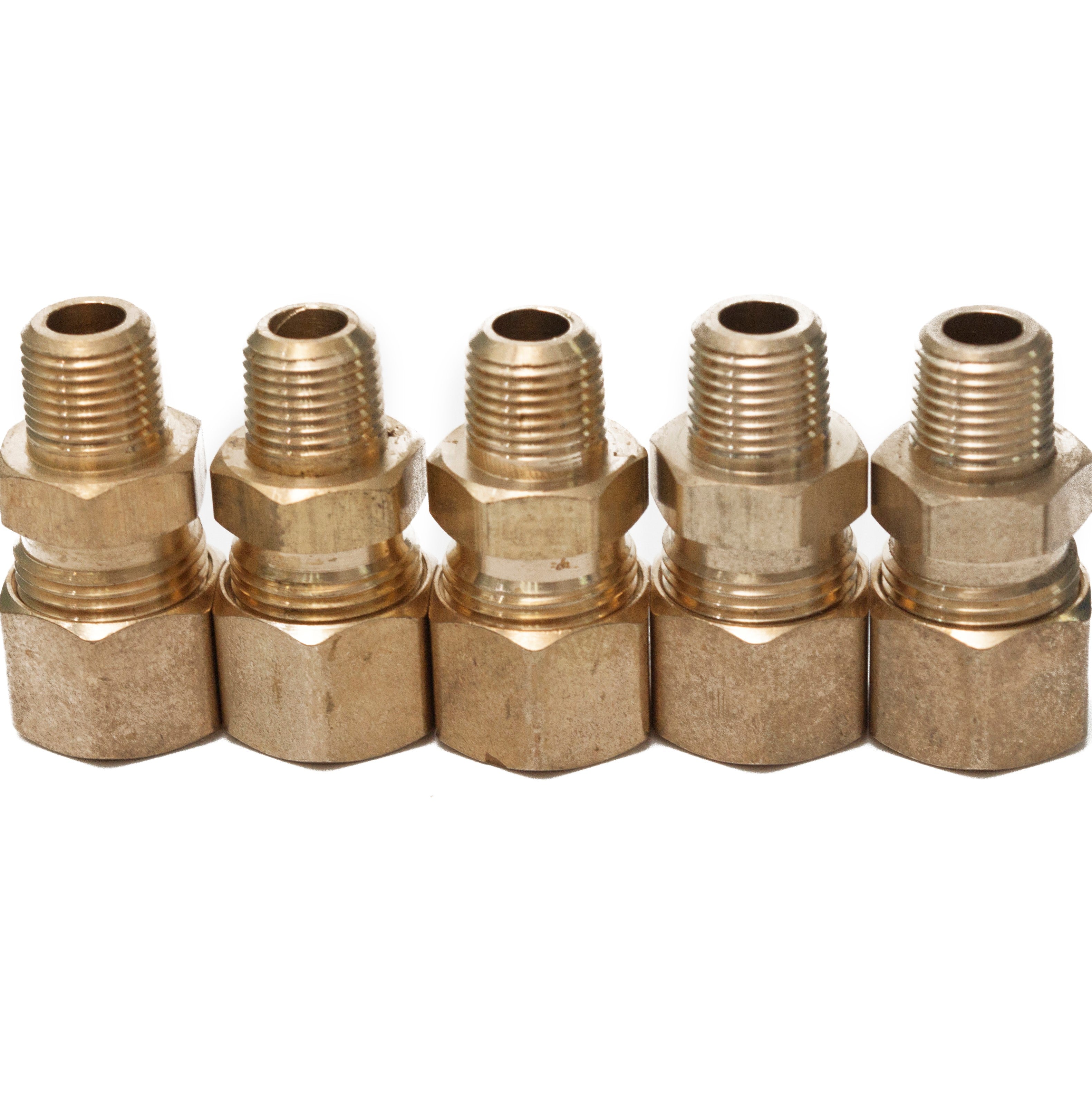 LTWFITTING Brass 3/8 OD x 1/8 Male NPT Compression Connector Fitting(Pack of 5)