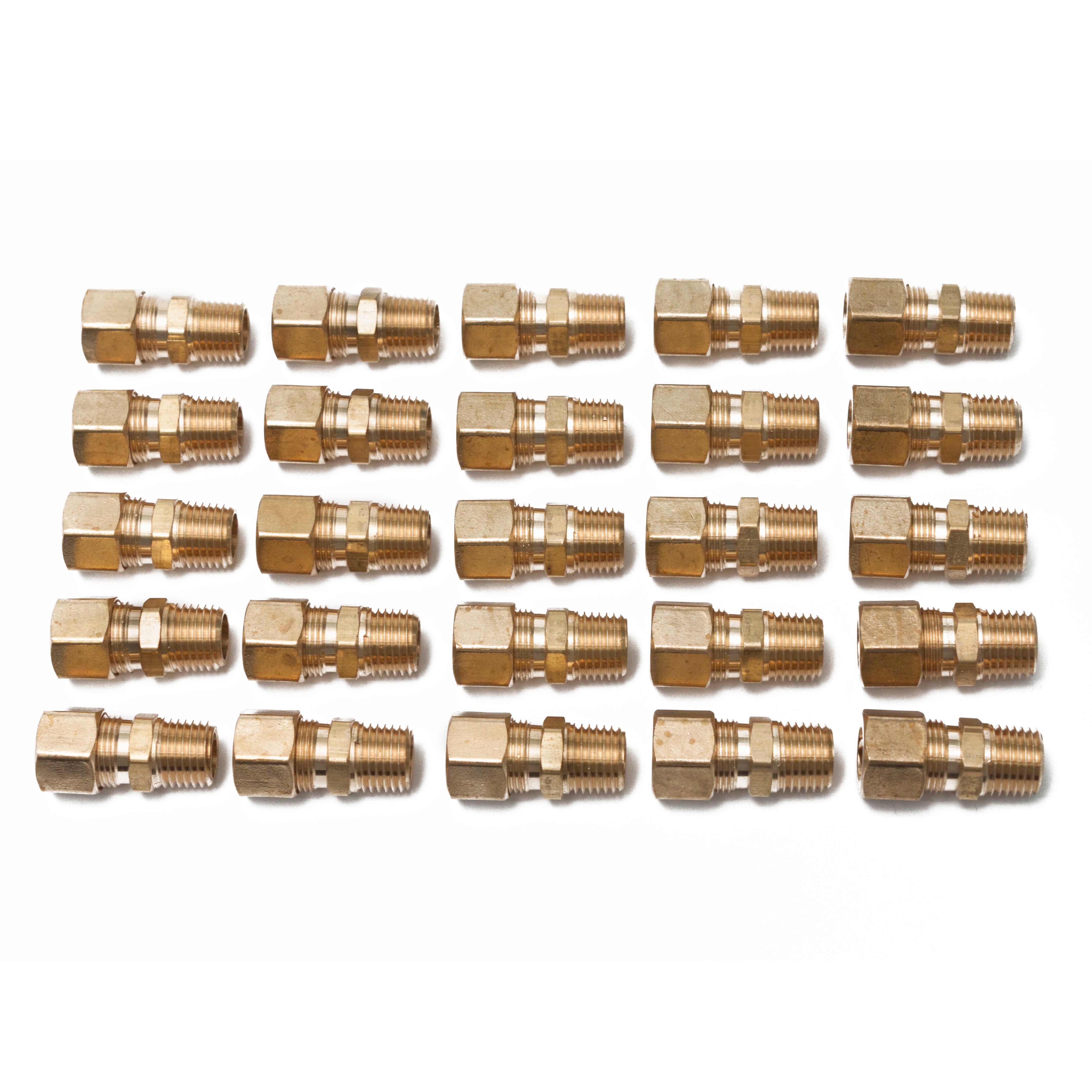 LTWFITTING Brass 3/8-Inch OD x 1/4-Inch Male NPT Compression Connector Fitting(Pack of 25)