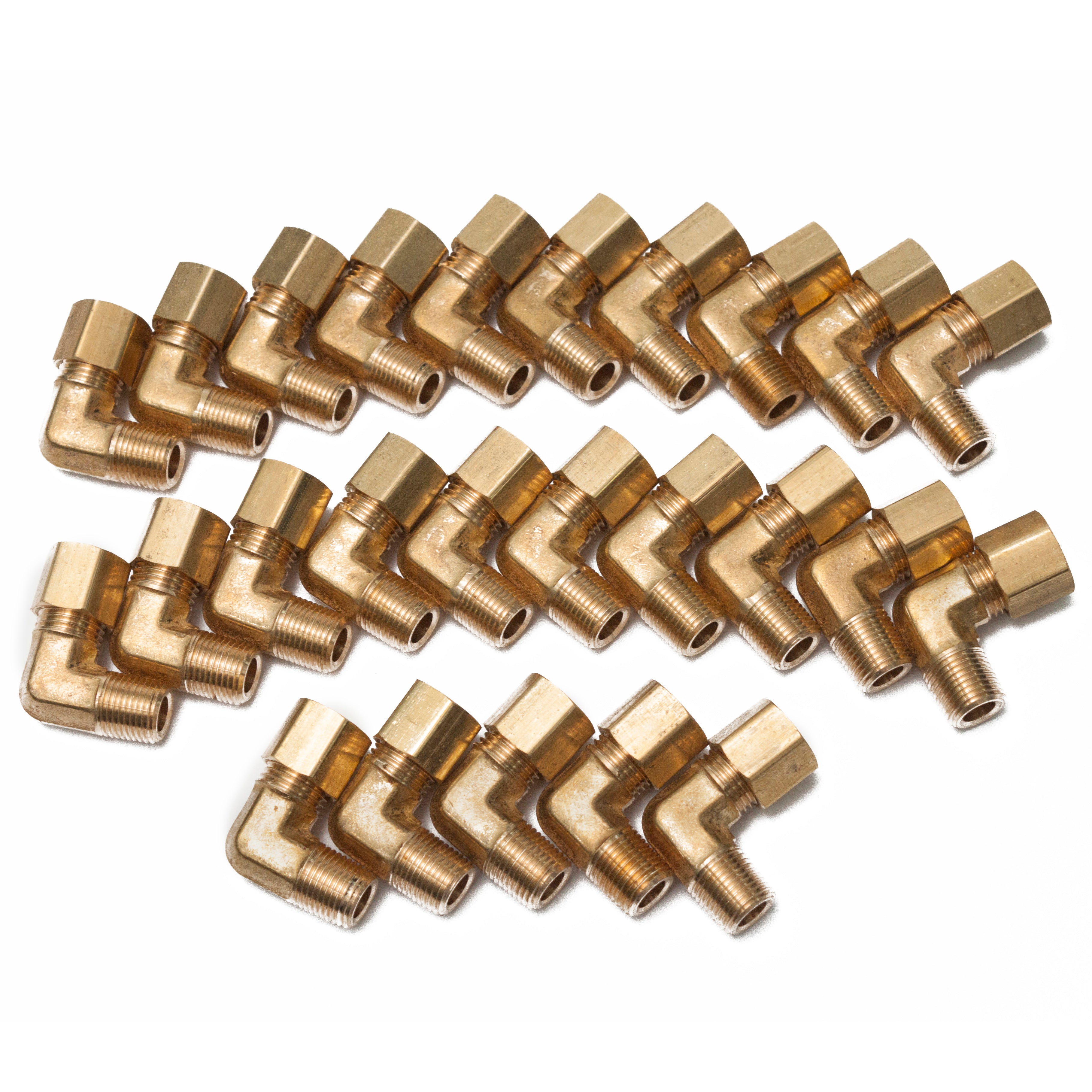 LTWFITTING 1/4-Inch OD x 1/8-Inch Male NPT 90 Degree Compression Elbow,Brass Compression Fitting (Pack of 25)