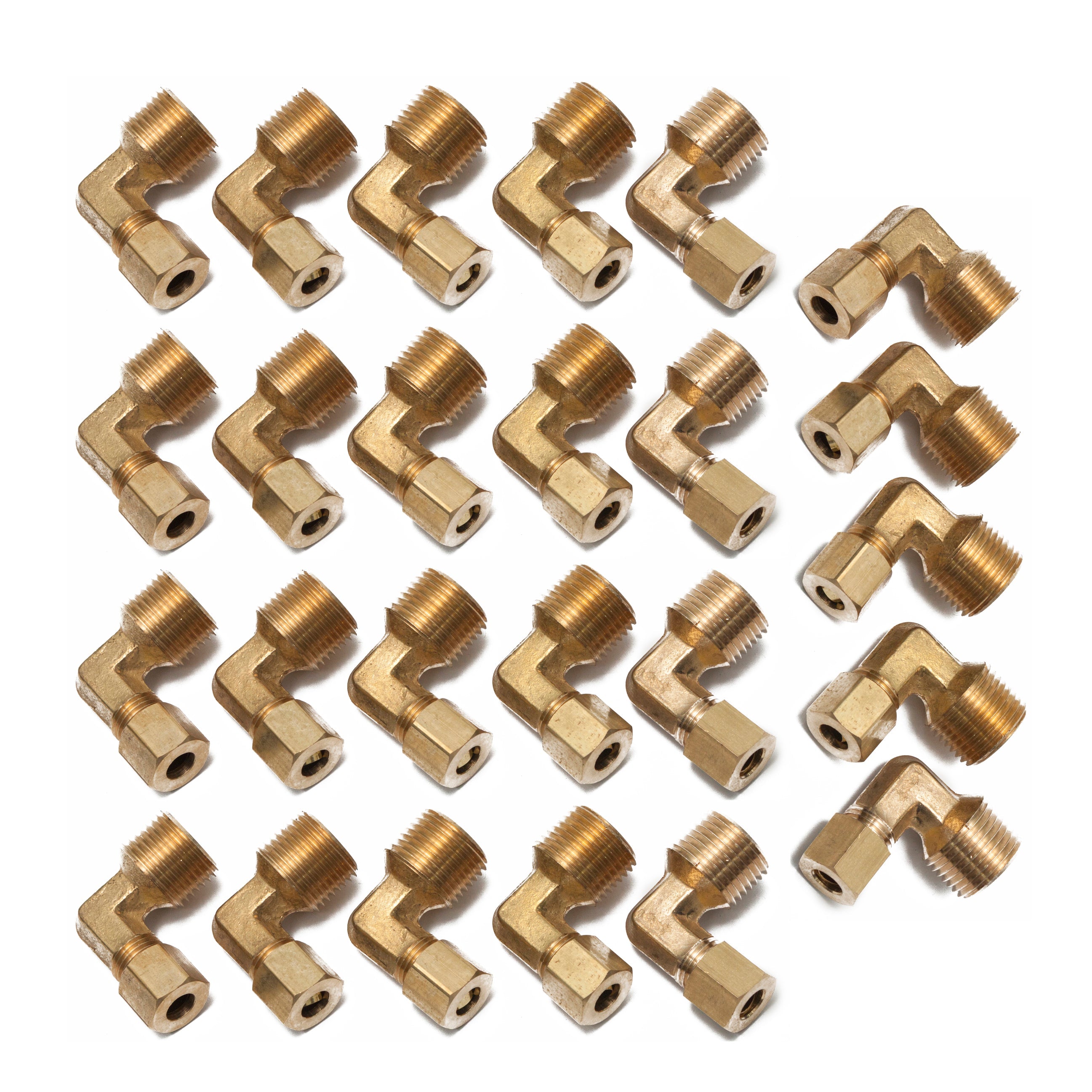 LTWFITTING 1/4-Inch OD x 3/8-Inch Male NPT 90 Degree Compression Elbow,Brass Compression Fitting(Pack of 25)