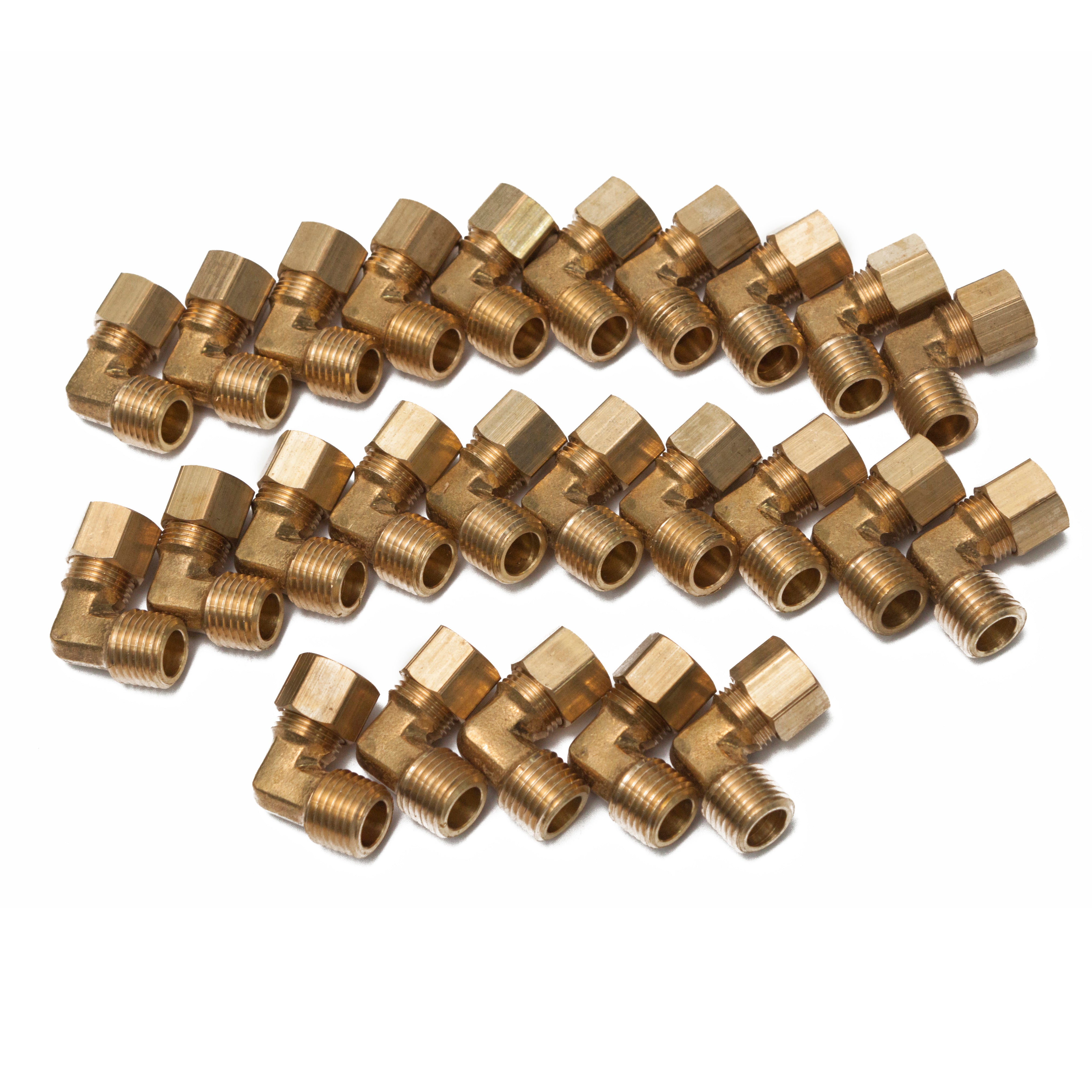 LTWFITTING 5/16-Inch OD x 1/4-Inch Male NPT 90 Degree Compression Elbow,Brass Compression Fitting(Pack of 25)