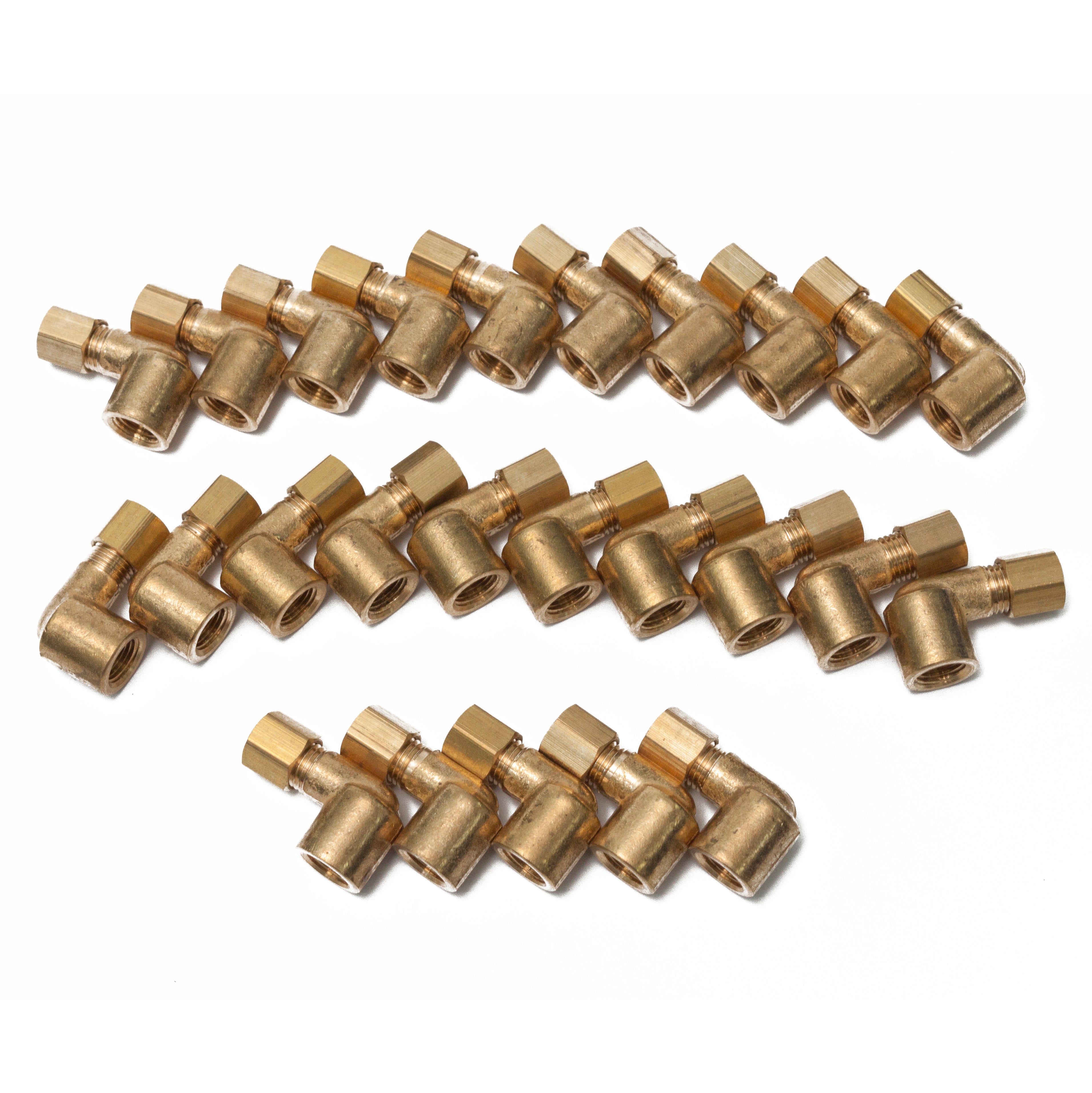 LTWFITTING 3/16-Inch OD x 1/8-Inch Female NPT 90 Degree Compression Elbow,Brass Compression Fitting(Pack of 25)