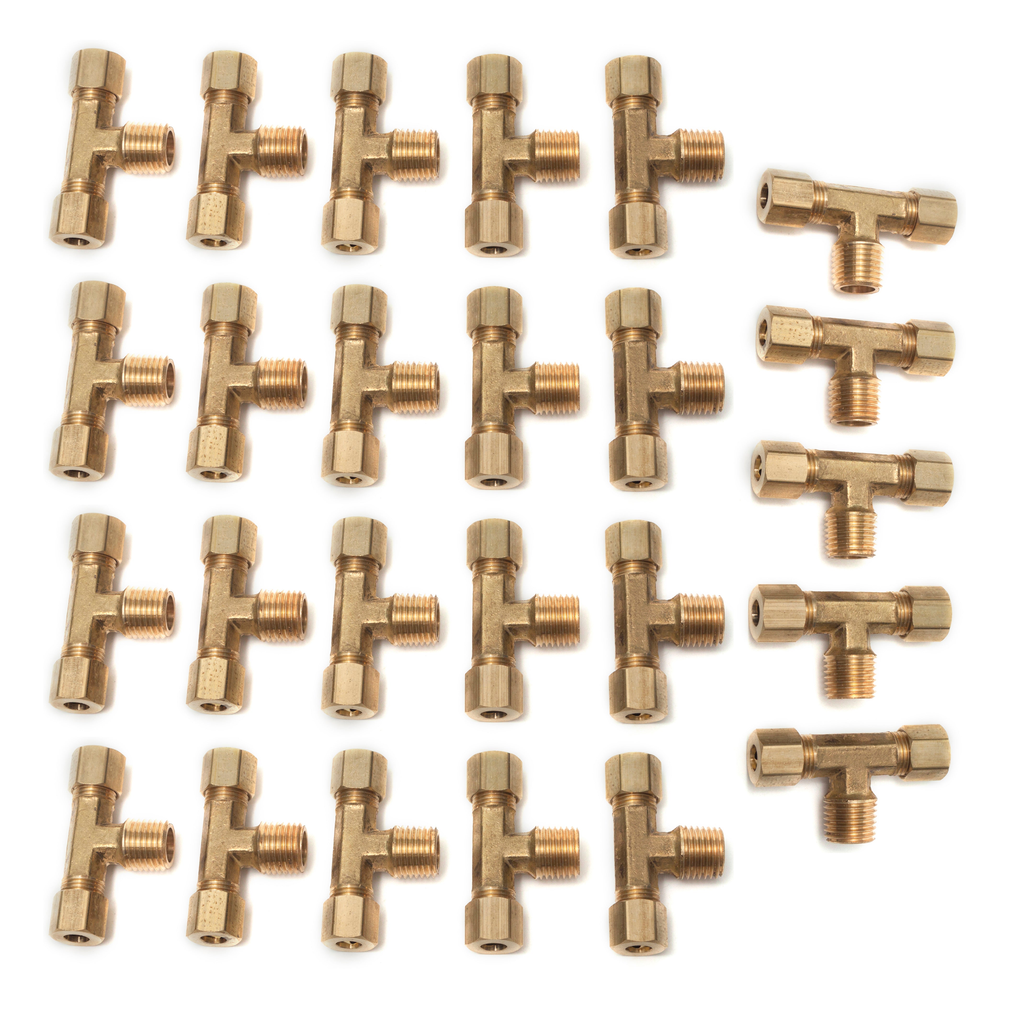 LTWFITTING Brass 1/4-Inch OD x 1/4-Inch OD x 1/4-Inch Male NPT Compression Branch Tee Fitting(Pack of 25)
