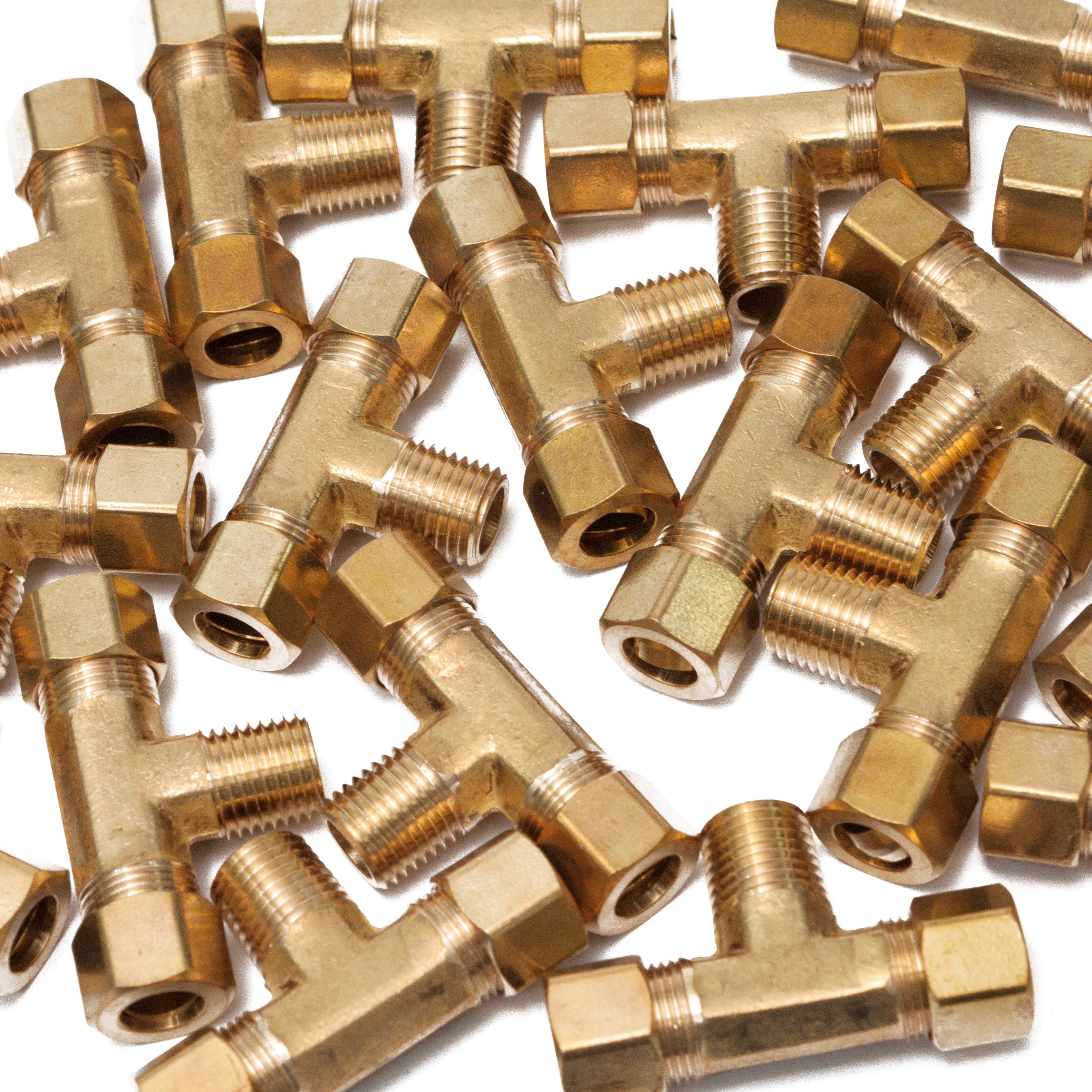 LTWFITTING Brass 3/8-Inch OD x 3/8-Inch OD x 1/4-Inch Male NPT Compression Branch Tee Fitting(Pack of 20)