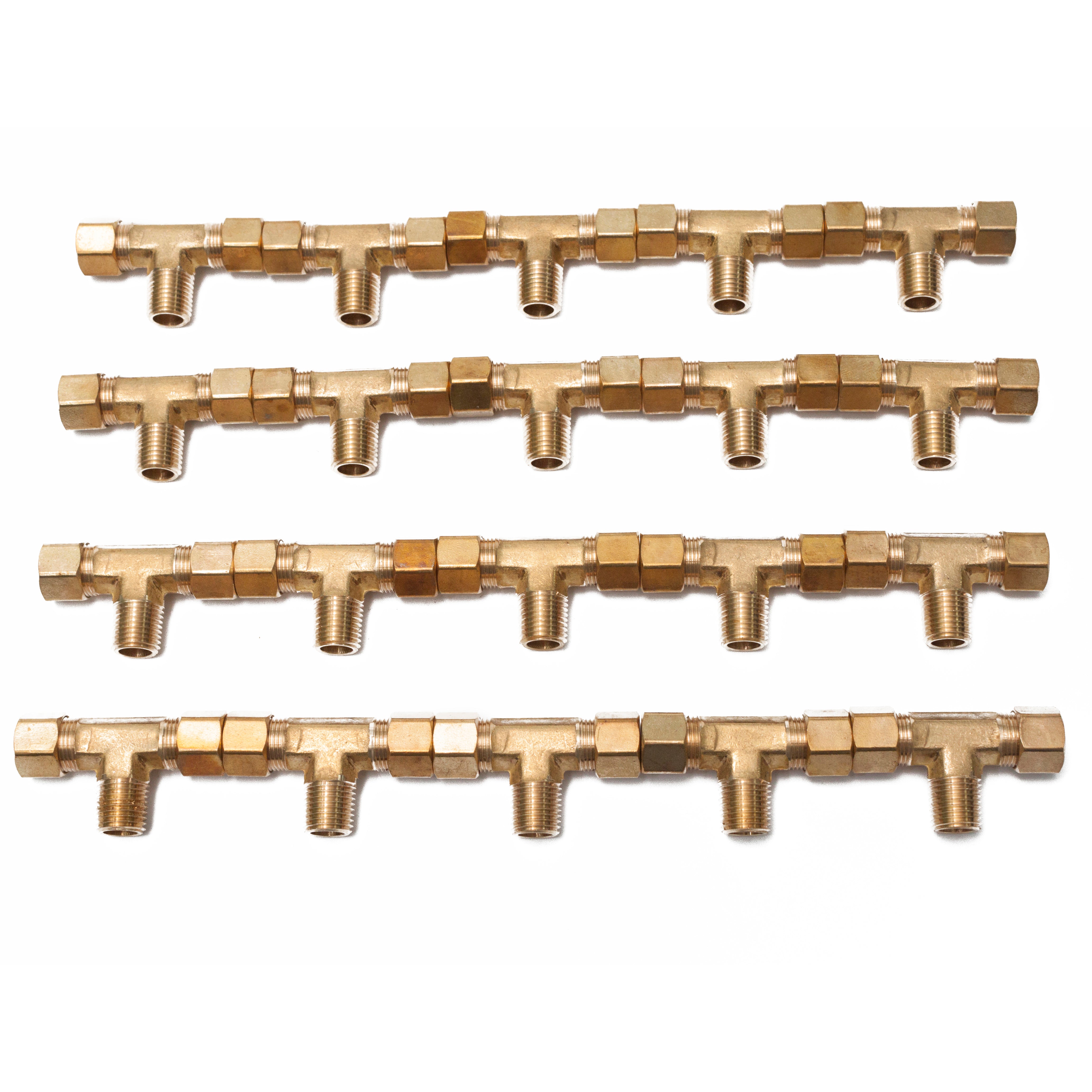 LTWFITTING Brass 3/8-Inch OD x 3/8-Inch OD x 1/4-Inch Male NPT Compression Branch Tee Fitting(Pack of 150)
