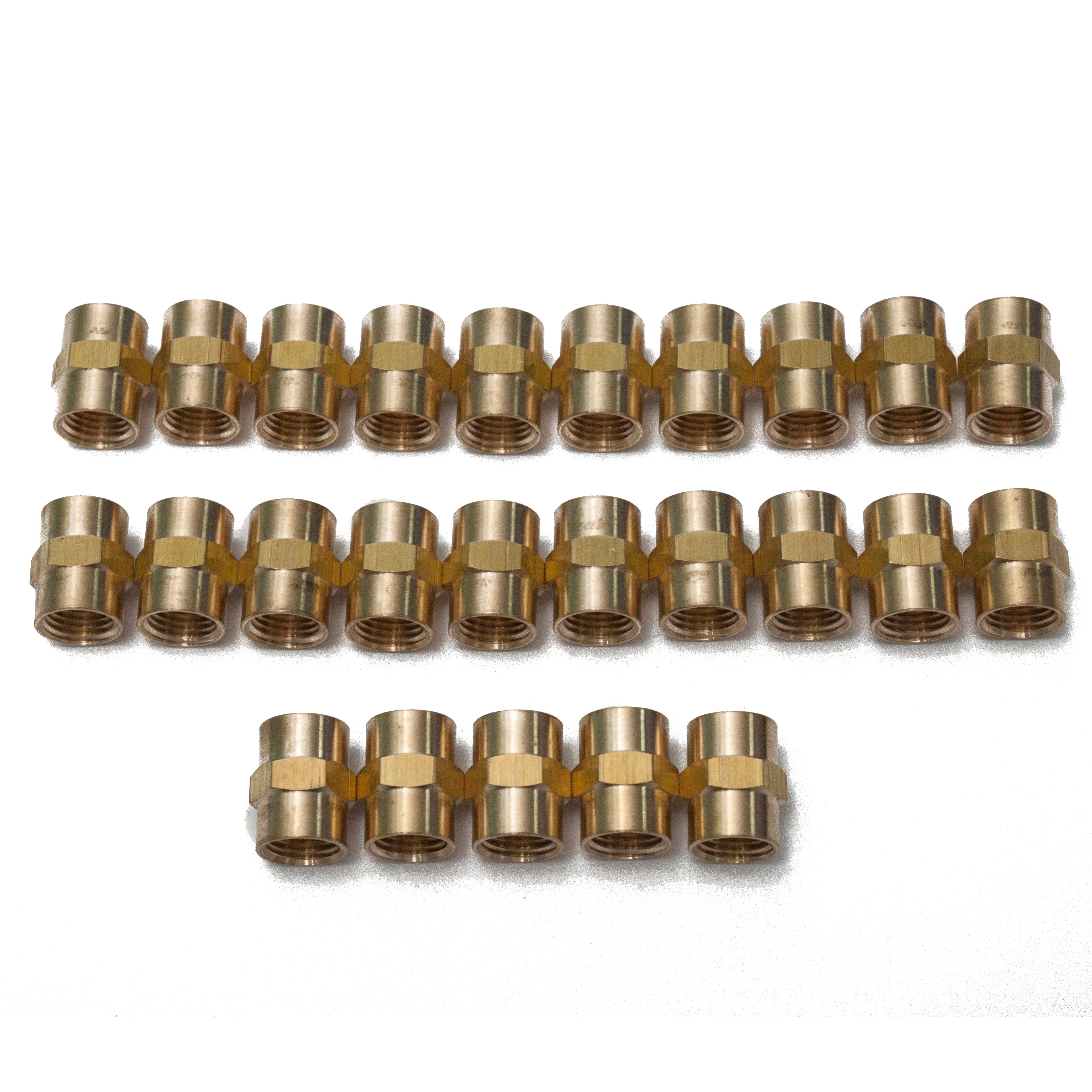 LTWFITTING Brass Pipe Fitting Coupling Coupler 1/4 x 1/4 Inch Female NPT FNPT FPT Pipe Water Boat(Pack of 25)