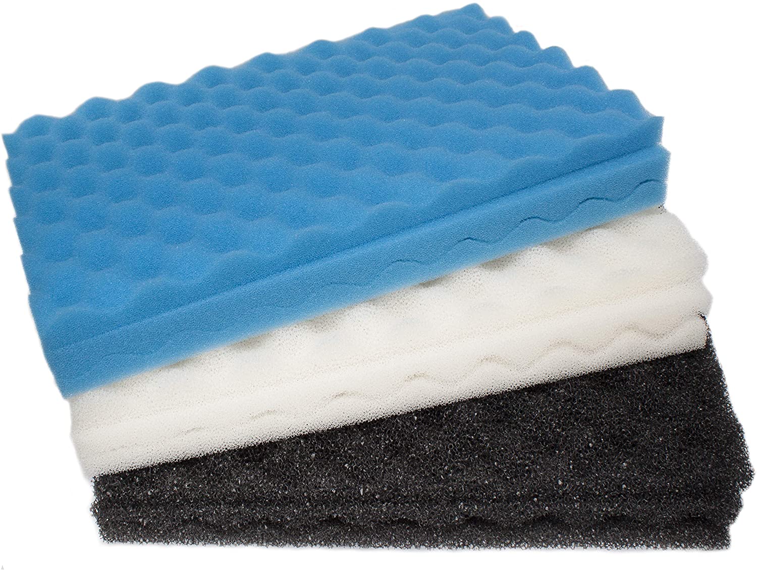 LTWHOME Fish Pond Foam Filter Sponge Set 17 Inch X 11 Inch 3 Grade Media (Pack of 3 Sets)