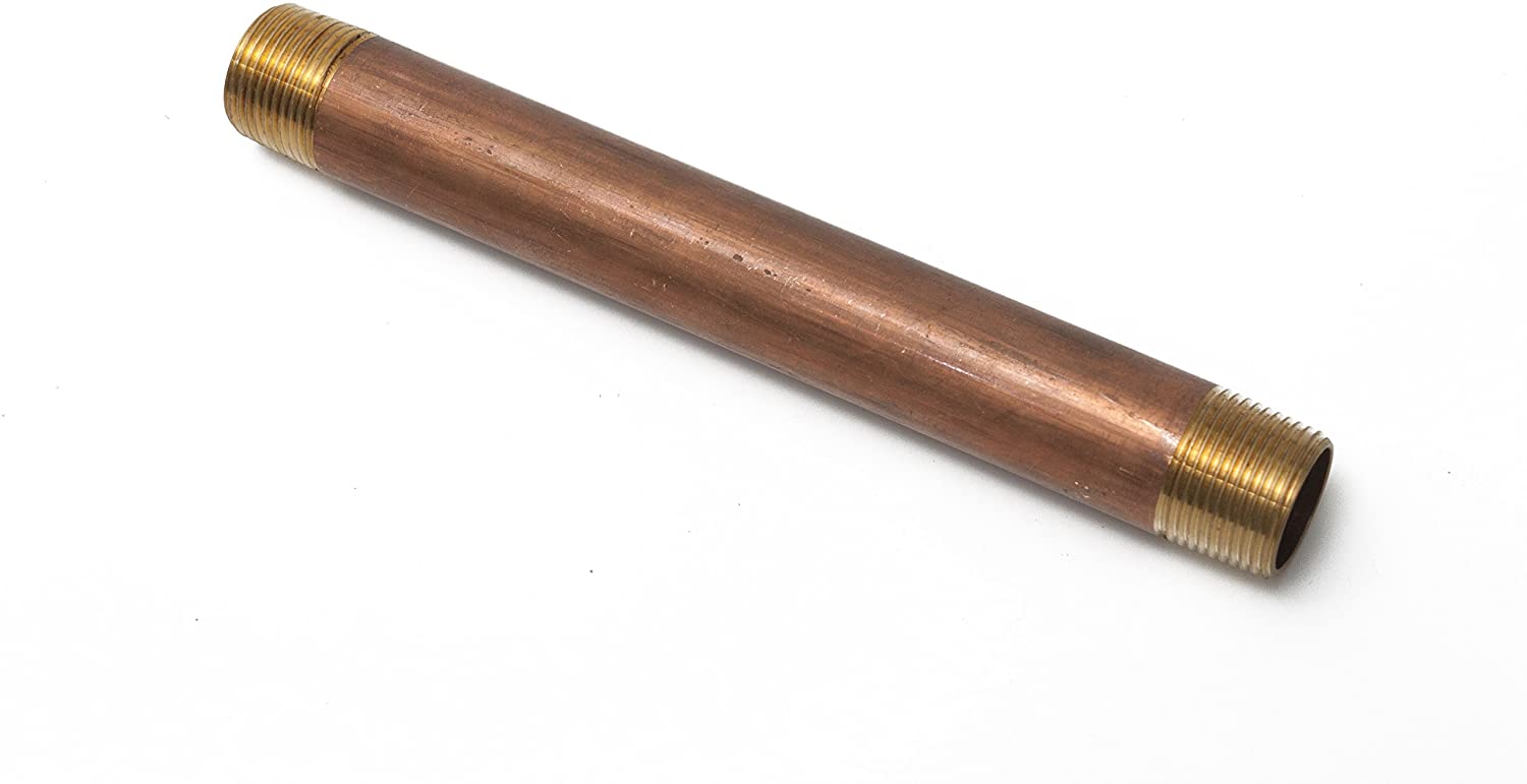 LTWFITTING Red Brass Pipe Fitting, Nipple, 3/4 Inch NPT Male X 8 Inch Length (Pack of 5)