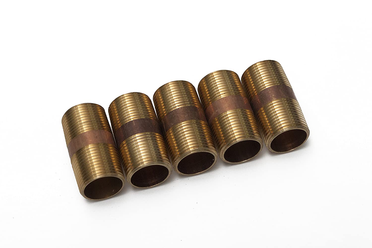 LTWFITTING Red Brass Pipe Fitting, Nipple, 3/4 Inch NPT Male X 2 Inch Length (Pack of 5)