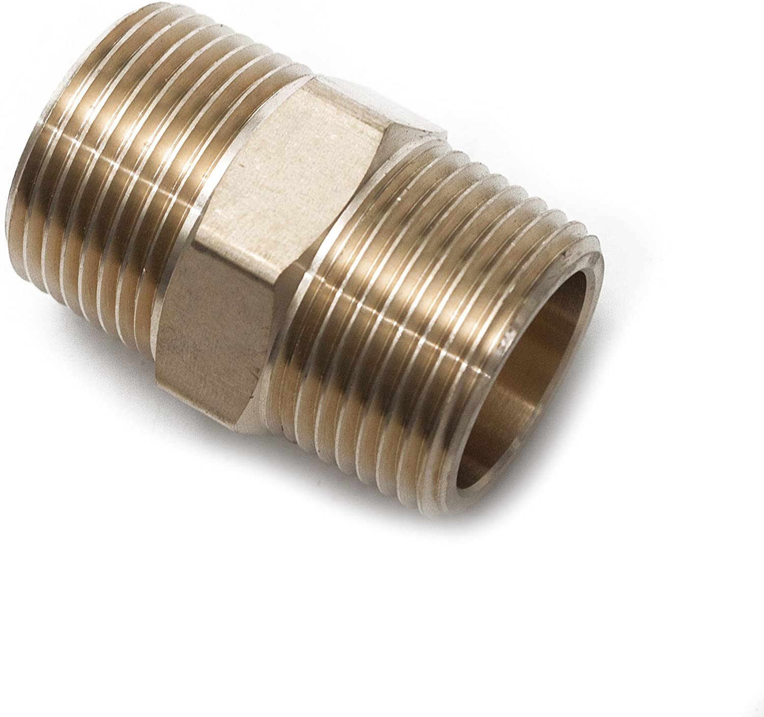 LTWFITTING Brass Pipe Hex Nipple Fitting 3/4 x 3/4 Inch Male Pipe NPT MNPT MPT Air Fuel Water(Pack of 5)