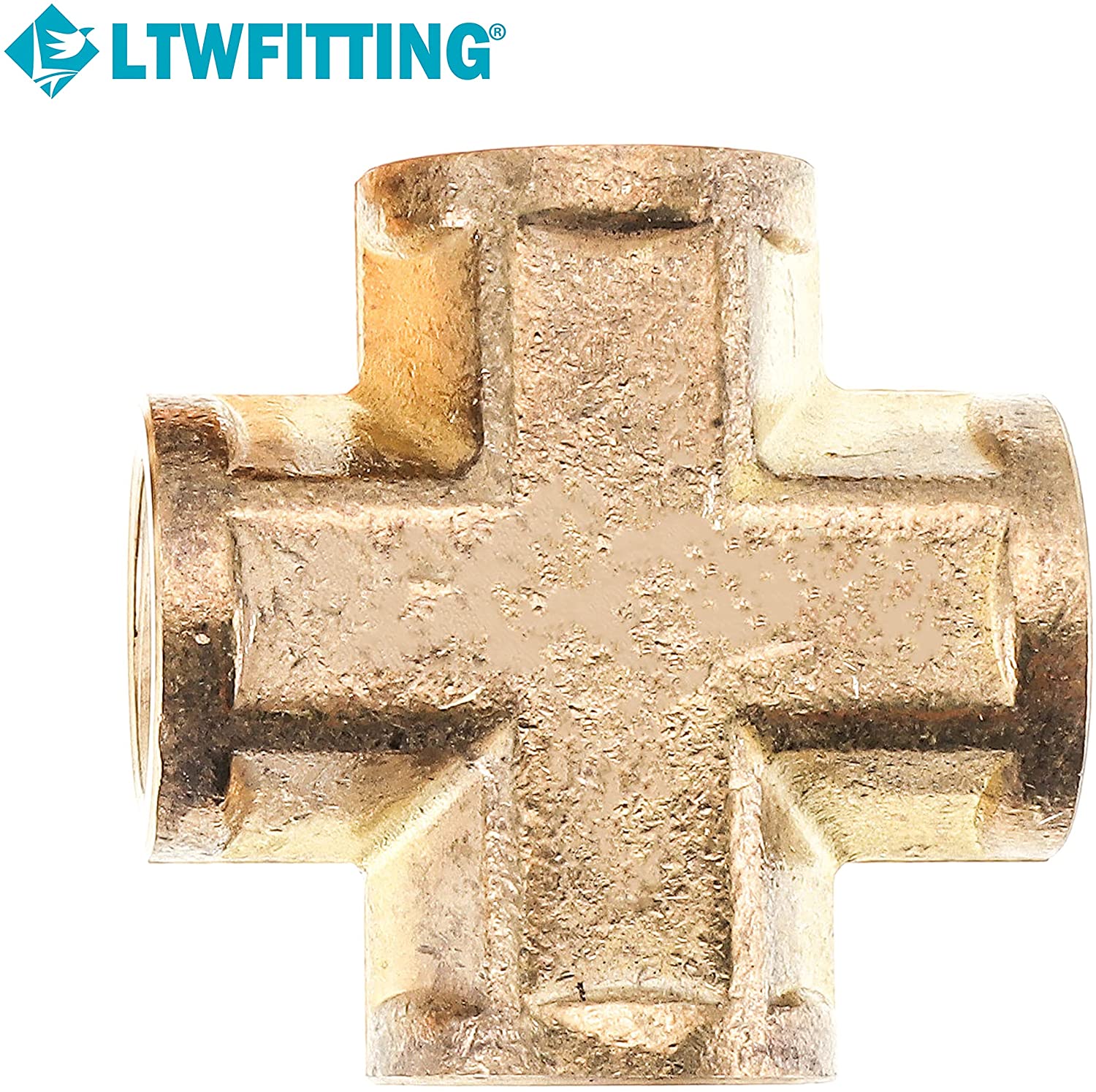 LTWFITTING Brass Pipe 1/2-Inch NPT Female 4 Way Cross Fitting (Pack of 50)