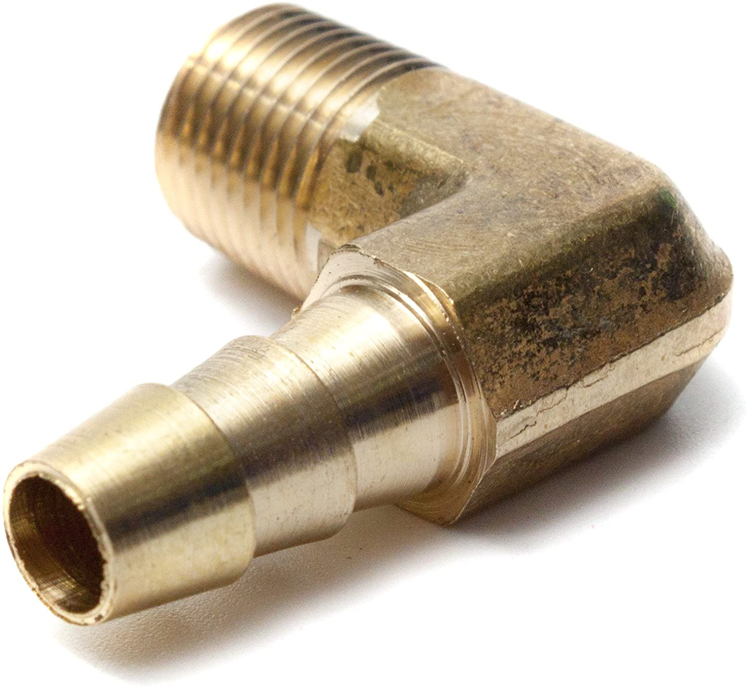 LTWFITTING 90 Degree Elbow Brass Barb Fitting 1/4 ID Hose x 1/8-Inch Male NPT Air(Pack of 5)