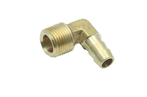 LTWFITTING 90 Degree Elbow Brass Barb Fitting 3/8 ID Hose x 3/8-Inch Male NPT Fuel Boat Water(Pack of 5)