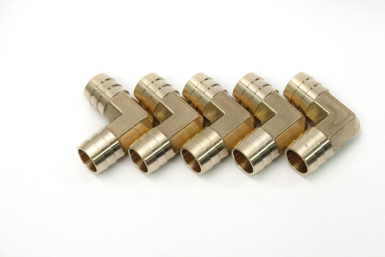 LTWFITTING LTWFITTING 90 Deg Elbow Brass Barb Fitting 5/8-Inch x5/8-Inch Hose ID Air/Water/Fuel/Oil/Inert Gases (Pack of 5)