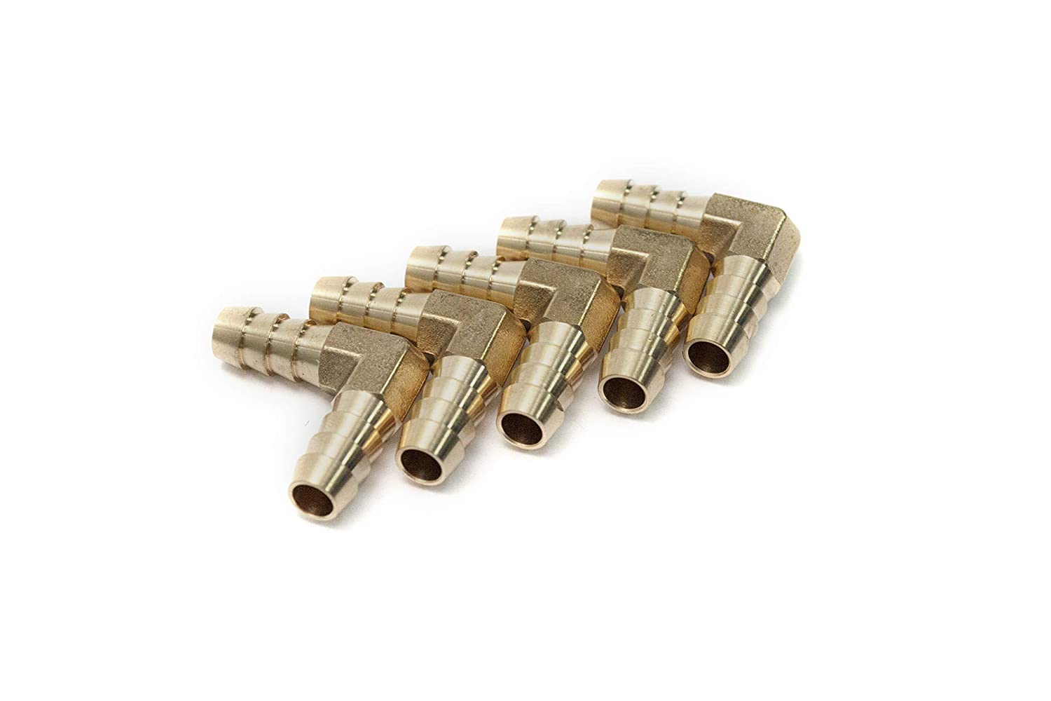 LTWFITTING LTWFITTING 90 Deg Elbow Brass Barb Fitting 5/16-Inch x5/16 Hose ID Air/Water/Fuel/Oil/Inert Gases (Pack of 5)