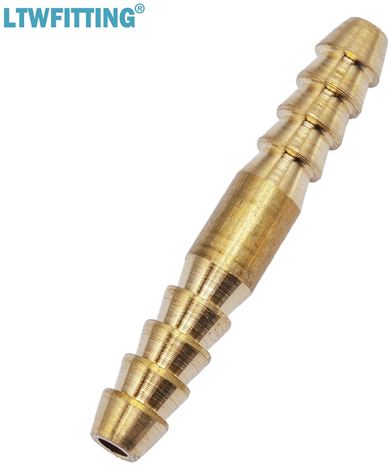 LTWFITTING Brass Barb Hose Splicer Mender 1/8-Inch Fitting Air Water Fuel Boat(Pack of 50)