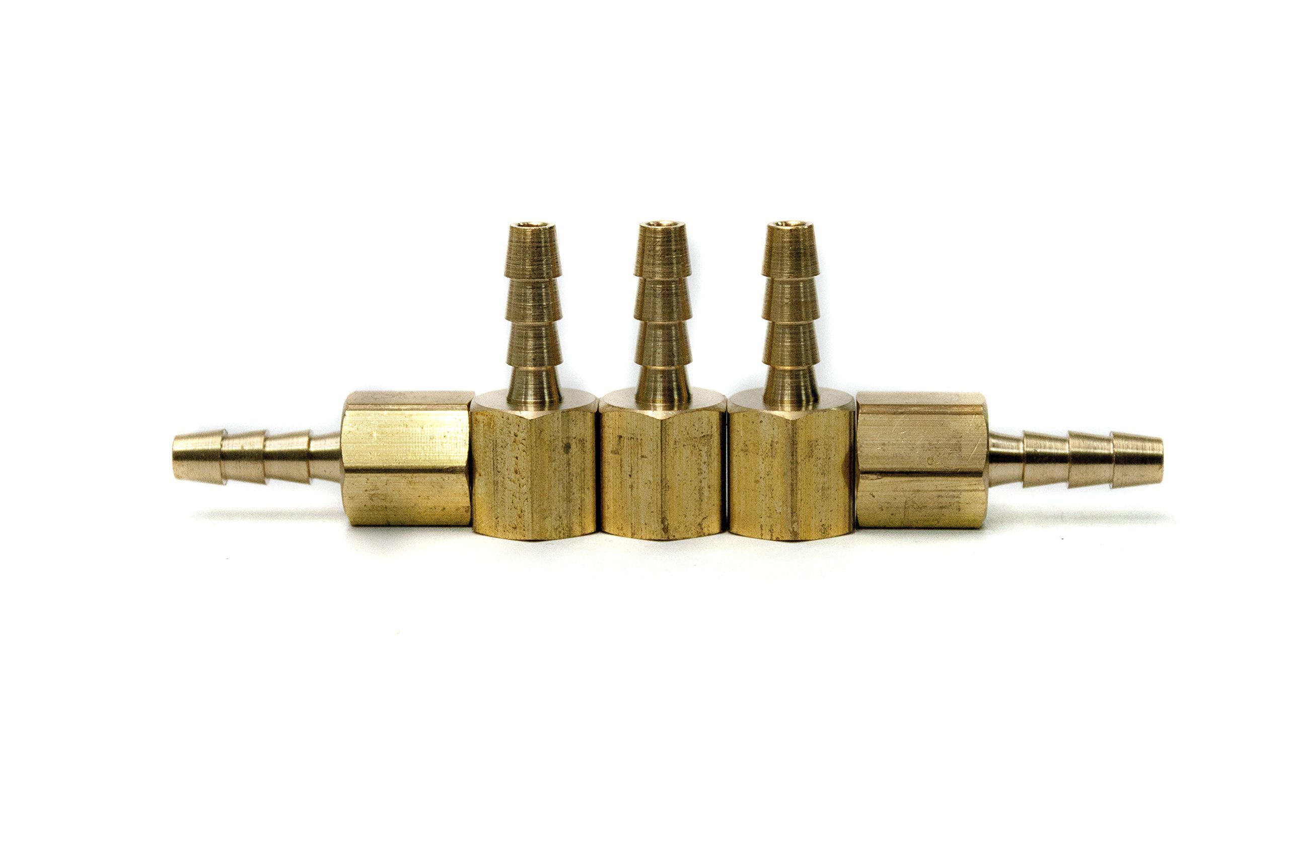 LTWFITTING Brass Fitting Coupler 3/16-Inch Hose Barb x 1/8-Inch Female NPT Fuel Gas Water(Pack of 5)