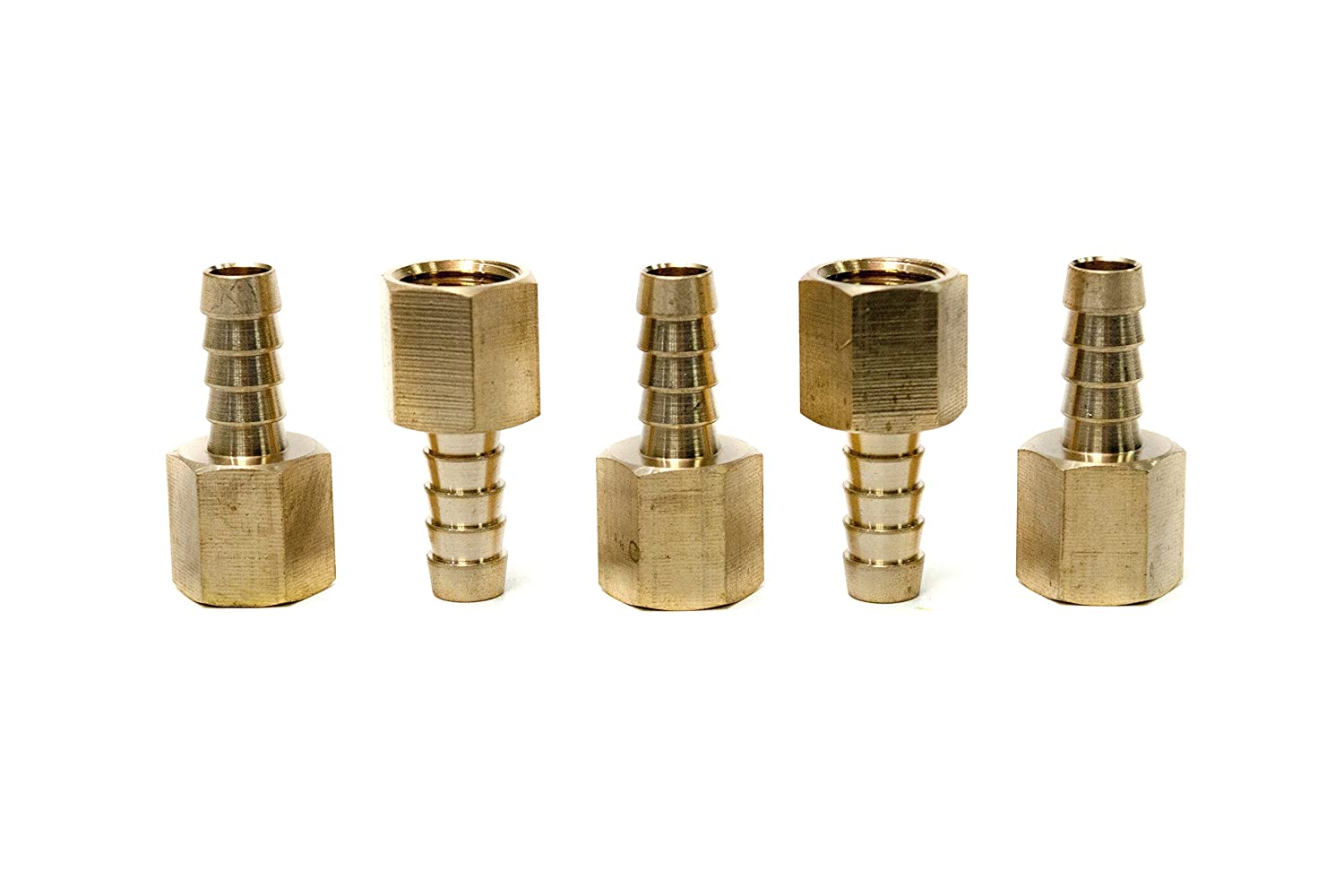 LTWFITTING Brass Fitting Coupler 5/16-Inch Hose Barb x 1/4-Inch Female NPT Fuel Water Boat(Pack of 5)