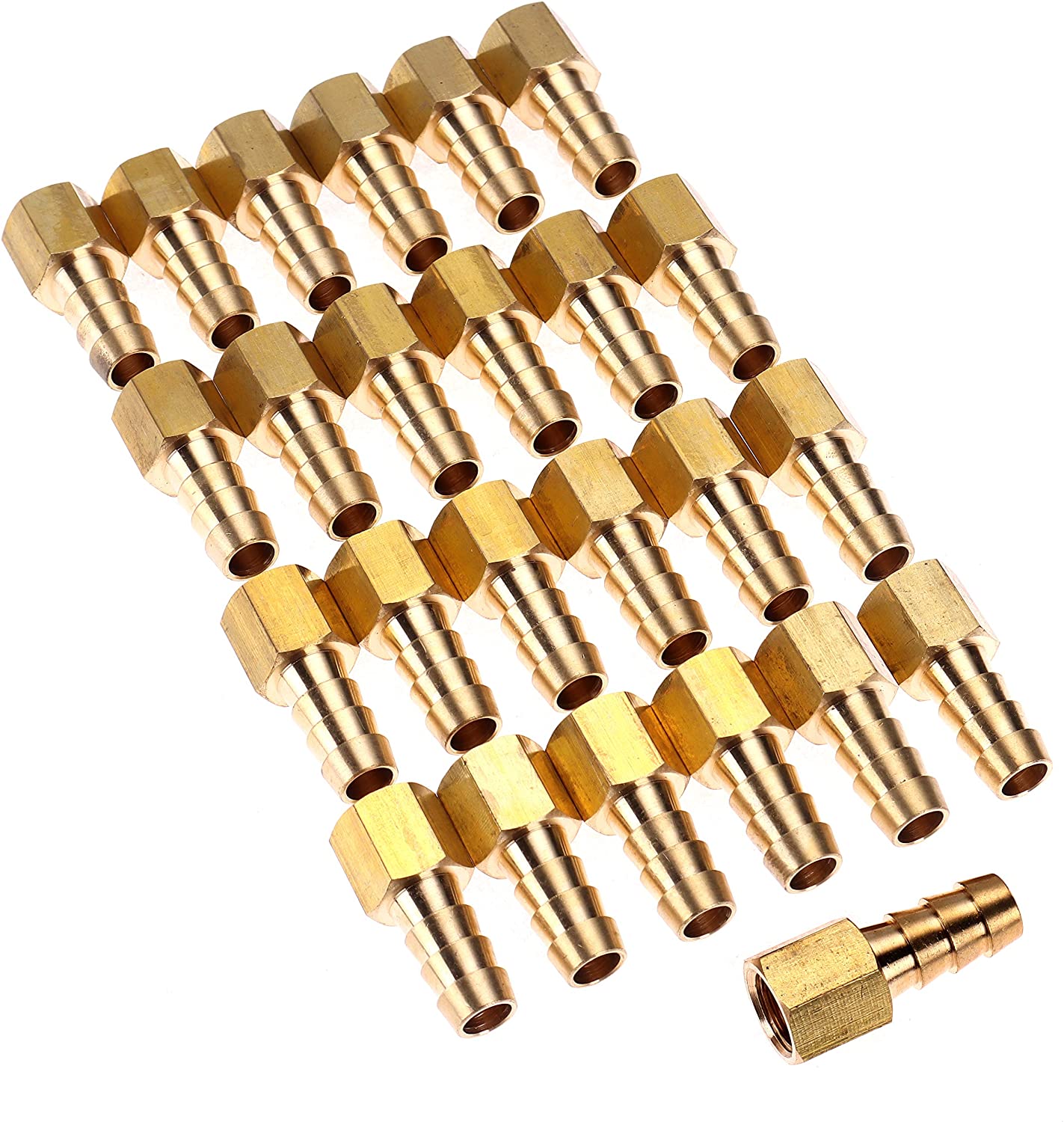 LTWFITTING Brass Flare Tube Fitting 3/8 Inch Hose ID x 1/4 Inch Female 45 Deg Nut Union (Pack of 25)