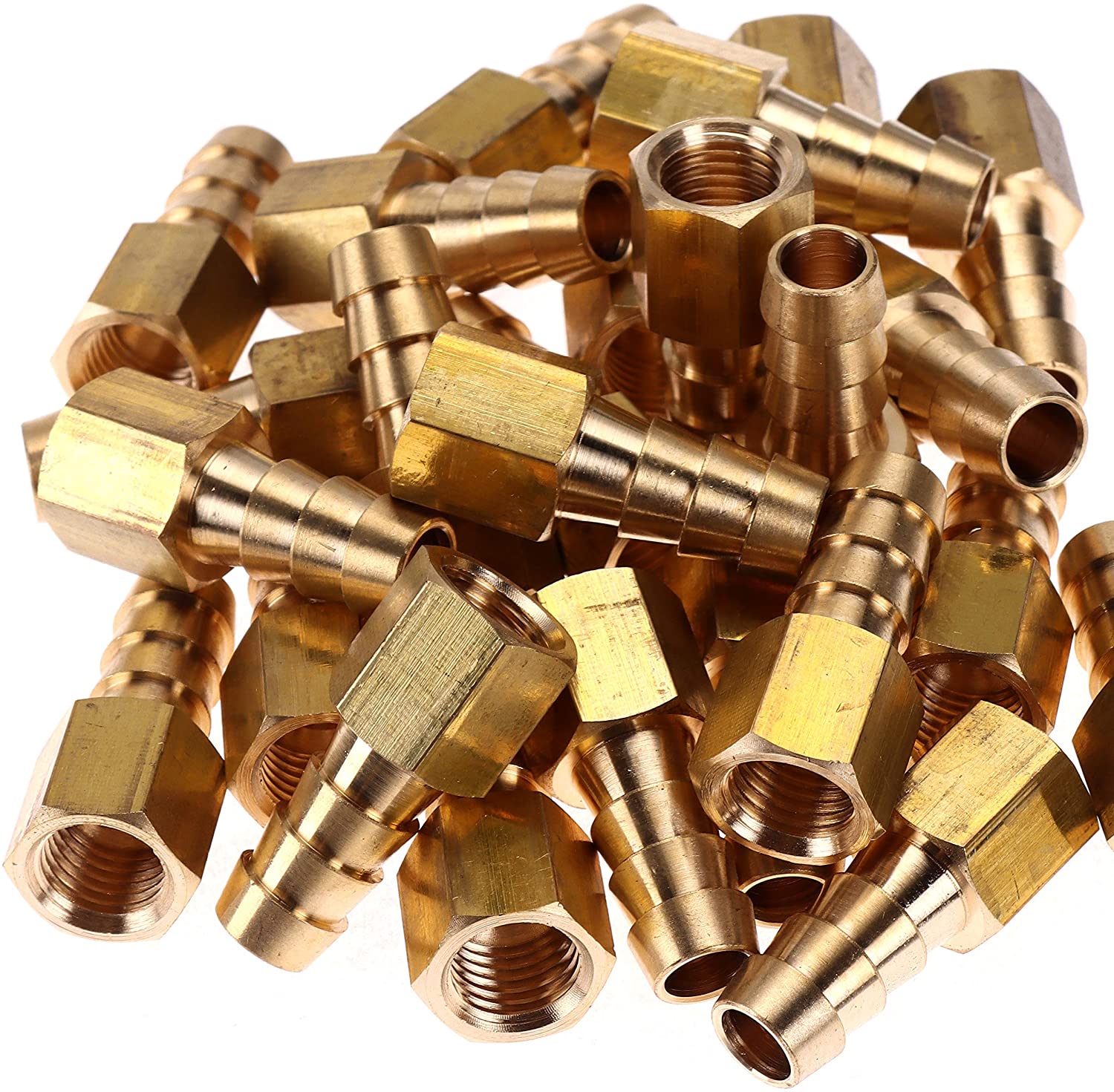 LTWFITTING Brass Flare Tube Fitting 3/8 Inch Hose ID x 1/4 Inch Female 45 Deg Nut Union (Pack of 600)