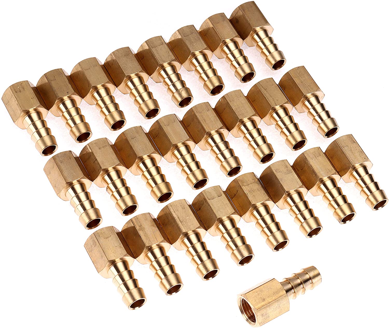 LTWFITTING Brass Flare Tube Fitting 3/8 Inch Hose ID x 5/16 Inch Female 45 Deg Nut Union (Pack of 25)
