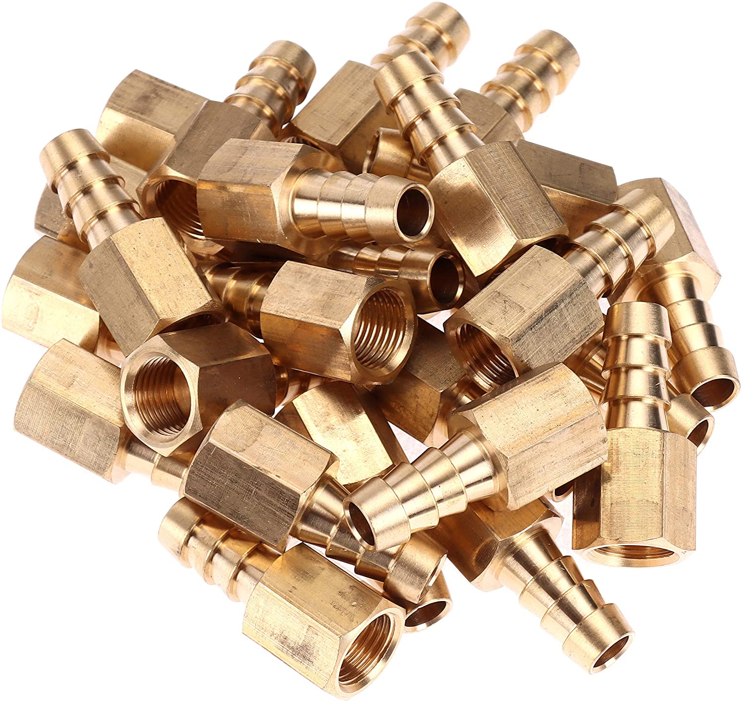 LTWFITTING Brass Flare Tube Fitting 3/8 Inch Hose ID x 5/16 Inch Female 45 Deg Nut Union (Pack of 400)