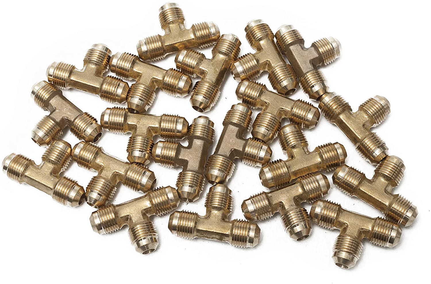LTWFITTING Brass 3/8 Inch OD Flare Tee,Brass Flare Tube Fitting(Pack of 20)