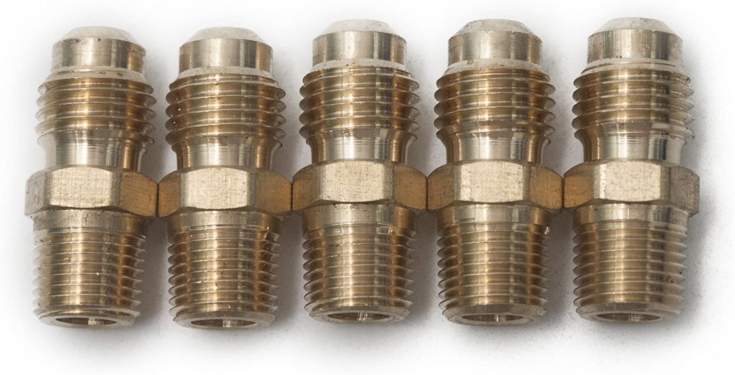 LTWFITTING Brass Flare 1/4 Inch OD x 1/8 Inch Male NPT Connector Tube Fitting(Pack of 5)