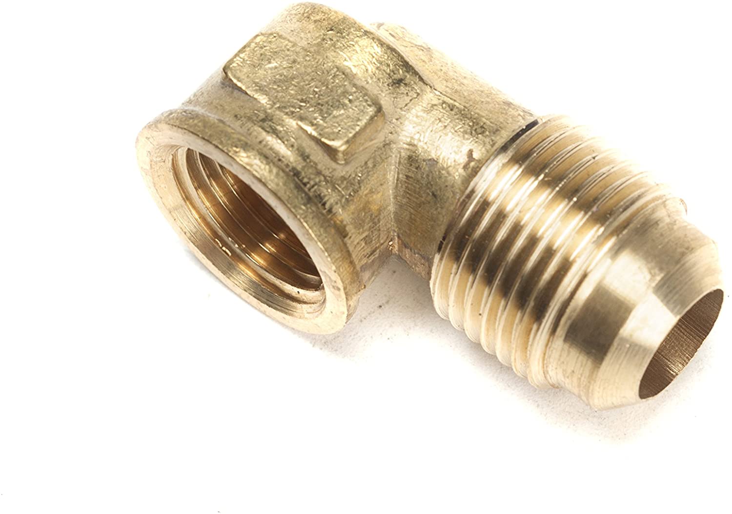 LTWFITTING Brass Flare 1/2 Inch OD x 3/8 Inch Female NPT 45 Deg Flare 90 Degree Elbow Tube Fitting(Pack of 5)