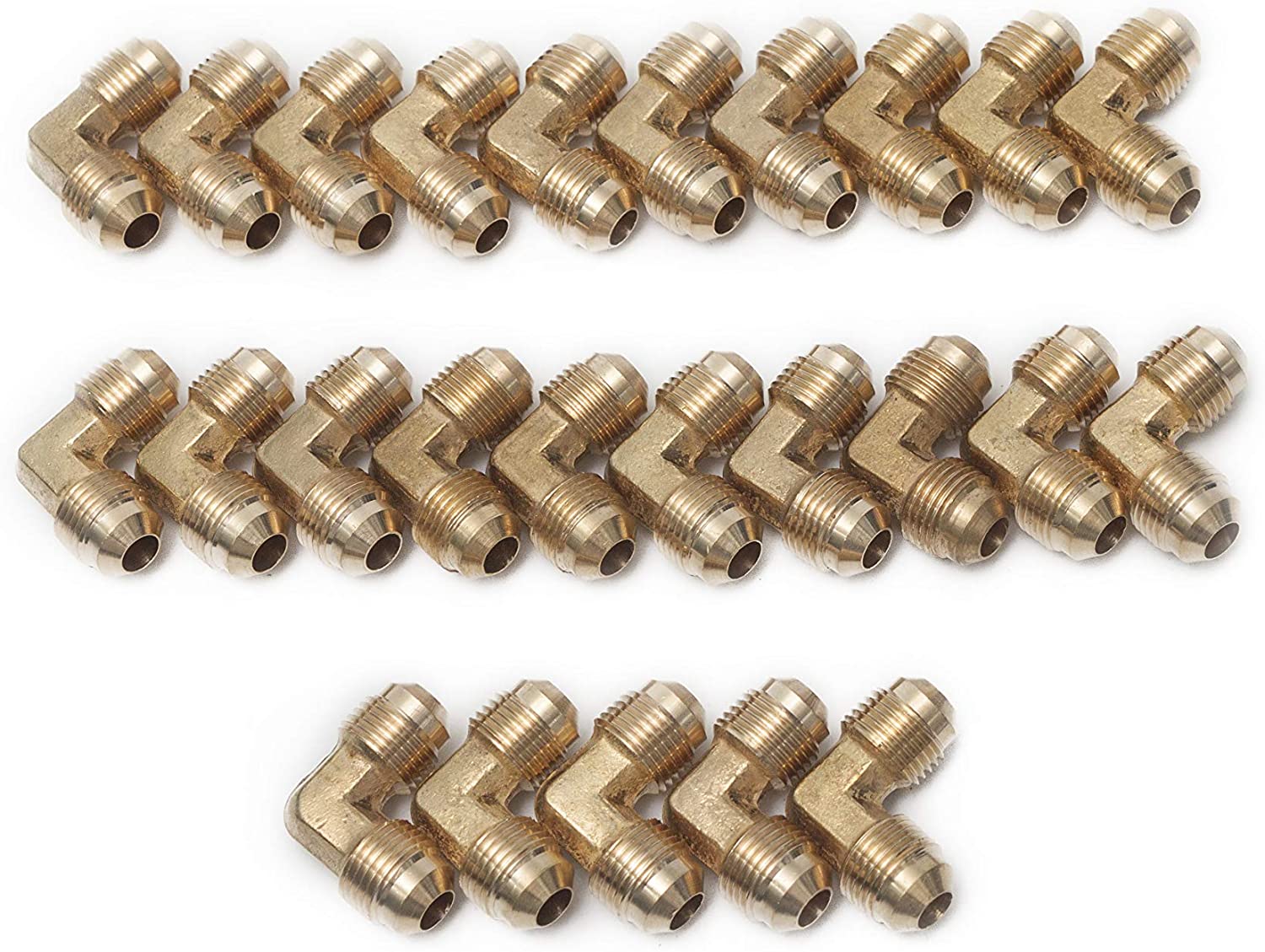 LTWFITTING Brass 3/8 Inch OD 90 Degree Flare Union Elbow,Brass Flare Tube Fitting(Pack of 25)