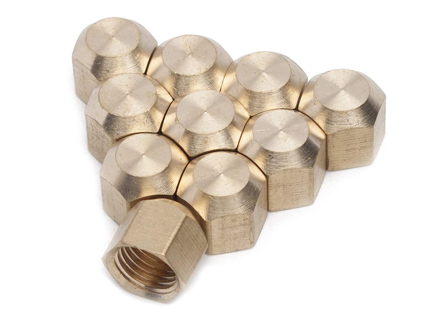 LTWFITTING Brass 1/4 Inch OD Flare Cap, Brass Flare Tube Fitting(Pack of 10)