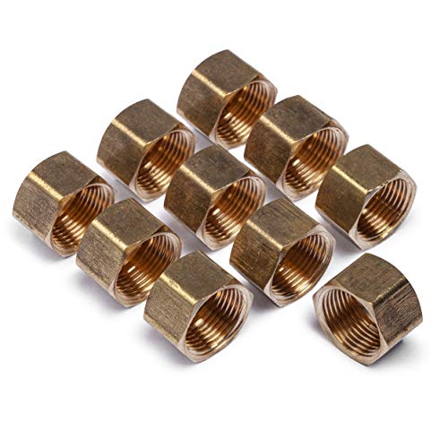 LTWFITTING 3/8-Inch Brass Compression Cap Stop Valve Cap,Brass Compression Fitting(Pack of 10)