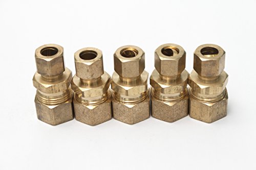 LTWFITTING 5/8-Inch OD x 3/8-Inch OD Compression Reducing Union,Brass Compression Fitting(Pack of 5)