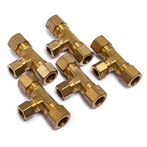 Generic 1/2-Inchx1/2-Inchx3/8-Inch OD Compression Reducing Tee,Brass Compression Fitting(Pack of 5)