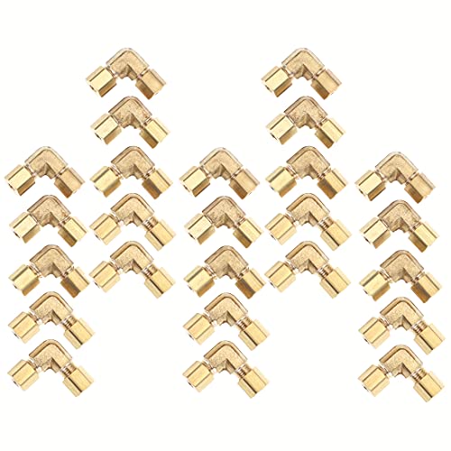 LTWFITTING 3/16-Inch OD 90 Degree Compression Union Elbow,Brass Compression Fitting (Pack of 25)