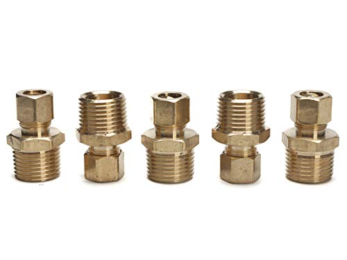 LTWFITTING Brass 3/8-Inch OD x 1/2-Inch Male NPT Compression Connector Fitting(Pack of 5)