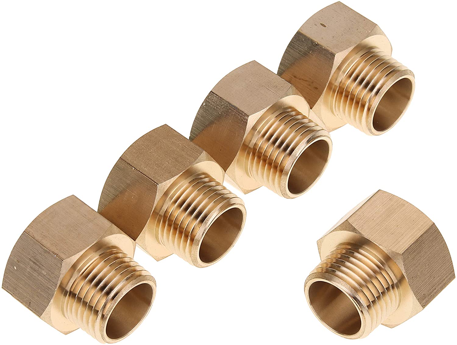 LTWFITTING 3/4 Inch FHT x 1/2 Inch MIP Brass Hose Adapter,Brass Garden Hose Fitting(Pack of 5)