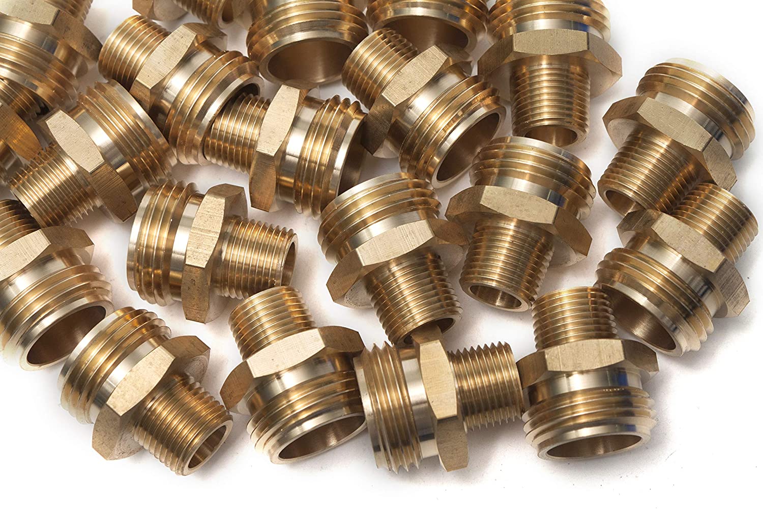 LTWFITTING 3/4 Inch MHT x 3/8 Inch MIP Brass Hose Adapter, Brass Garden Hose Fitting (Pack of 150)