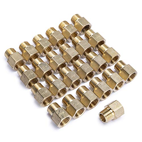 LTWFITTING Lead Free Brass Pipe 3/8-Inch Female x 3/8-Inch Male NPT Adapter Fuel Gas Air (Pack of 25)