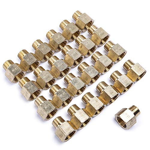 LTWFITTING Lead Free Brass Pipe 1/2-Inch Female x 3/8-Inch Male NPT Adapter Fuel Gas Air (Pack of 25)