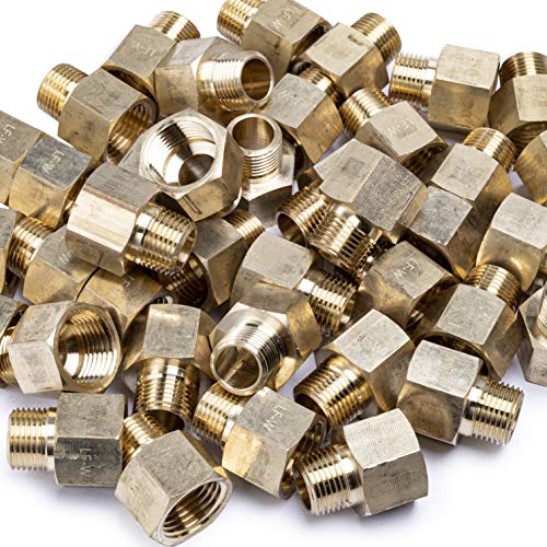 LTWFITTING Lead Free Brass Pipe 1/2-Inch Female x 3/8-Inch Male NPT Adapter Fuel Gas Air (Pack of 250)