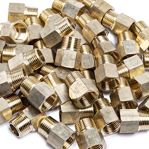 LTWFITTING Lead Free Brass Pipe 1/2-Inch Female x 1/2-Inch Male NPT Adapter Fuel Gas Air (Pack of 200)