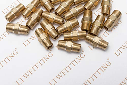 LTWFITTING Lead Free Brass Pipe Hex Nipple Fitting 1/8 Inch Male NPT Air Fuel Water(Pack of 1000)