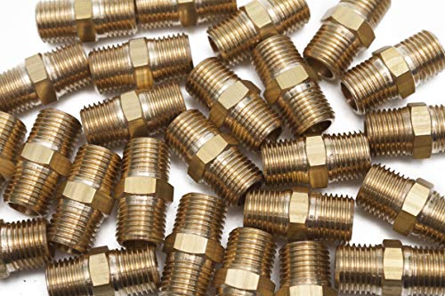 LTWFITTING Lead Free Brass Pipe Hex Nipple Fitting 1/4 Inch Male NPT Air Fuel Water(Pack of 600)