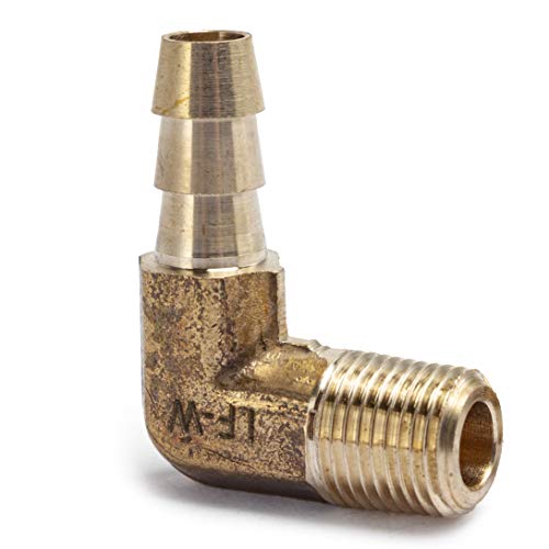 LTWFITTING Lead Free 90 Deg Elbow Brass Barb Fitting 1/4 Inch Hose Barb x 1/8 Inch Male NPT Thread Fuel Boat Water (Pack of 700)