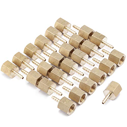 LTWFITTING Lead Free Brass Fitting Coupler/Adapter 1/8 Inch Hose Barb x 1/4 Inch Female NPT Fuel Gas Water (Pack of 25)