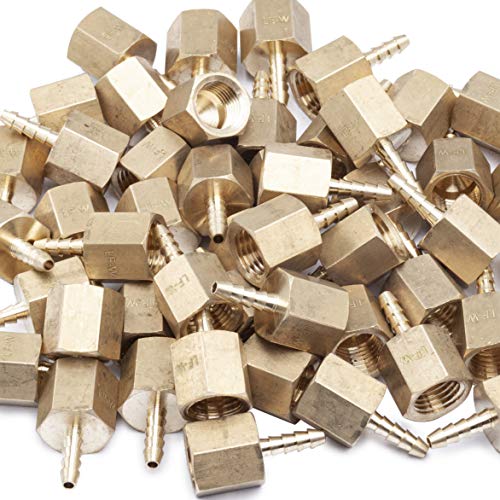 LTWFITTING Lead Free Brass Fitting Coupler/Adapter 1/8 Inch Hose Barb x 1/4 Inch Female NPT Fuel Gas Water (Pack of 700)