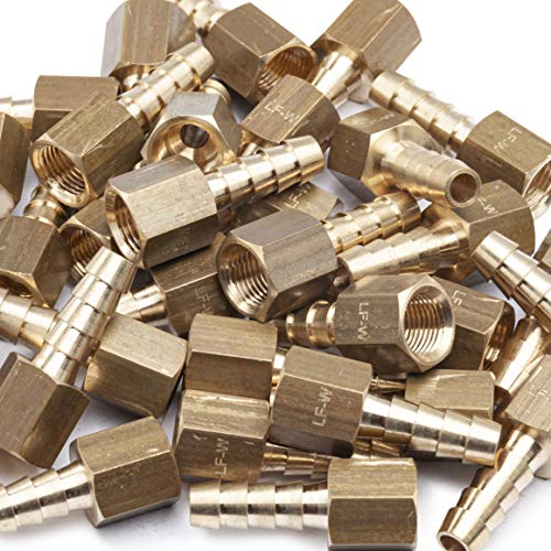 LTWFITTING Lead Free Brass Fitting Coupler/Adapter 1/4 Inch Hose Barb x 1/8 Inch Female NPT Fuel Gas Water (Pack of 900)