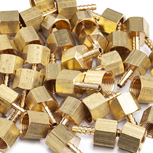 LTWFITTING Lead Free Brass Fitting Coupler/Adapter 1/4 Inch Hose Barb x 1/2 Inch Female NPT Fuel Gas Water (Pack of 300)